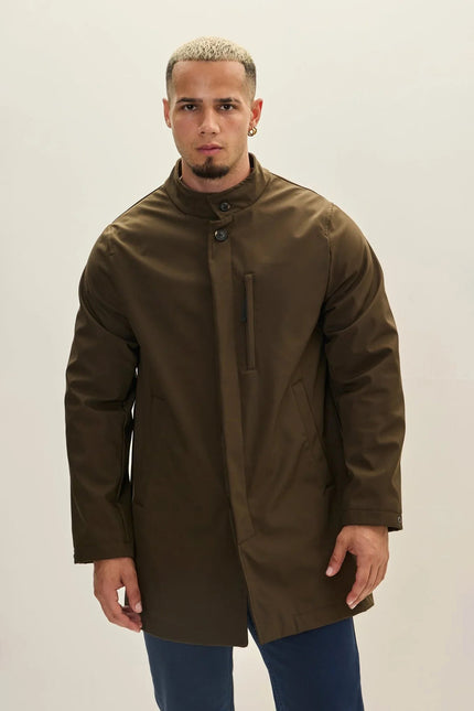Men's Knee-Length Raincoat - Khaki | Ron Tomson
