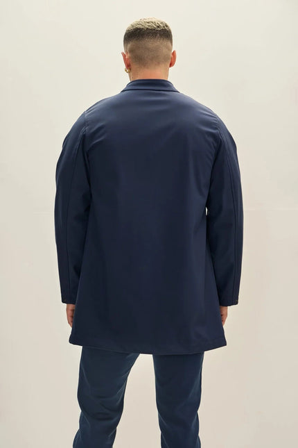 Men's Longline Raincoat - Navy | Ron Tomson