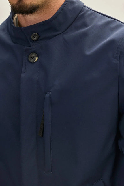 Men's Longline Raincoat - Navy | Ron Tomson
