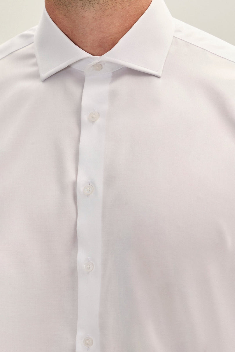 Men's Spread Collar Dress Shirt - White | Ron Tomson