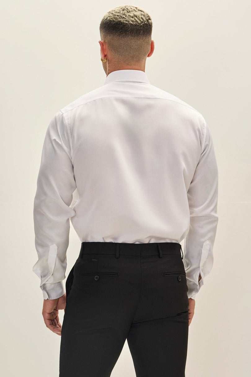 Men's Spread Collar Dress Shirt - White | Ron Tomson