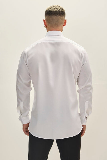 Men's Spread Collar Dress Shirt - White | Ron Tomson