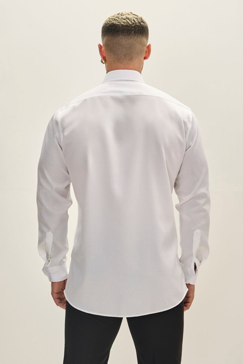 Men's Spread Collar Dress Shirt - White | Ron Tomson