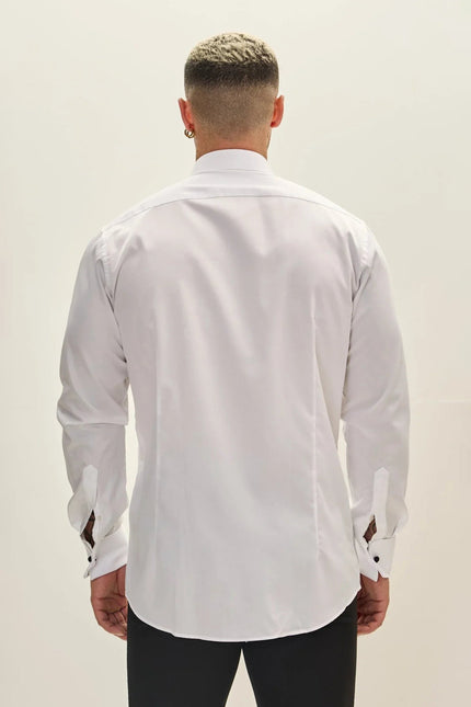 Men's Pleated Tuxedo Shirt - White | Ron Tomson