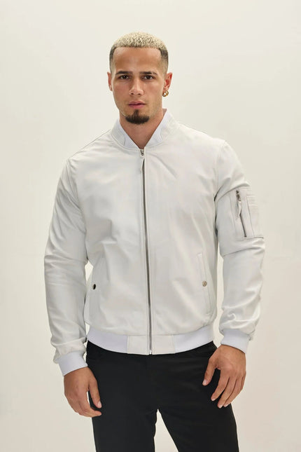Nappa Lambskin Bomber Jacket - White