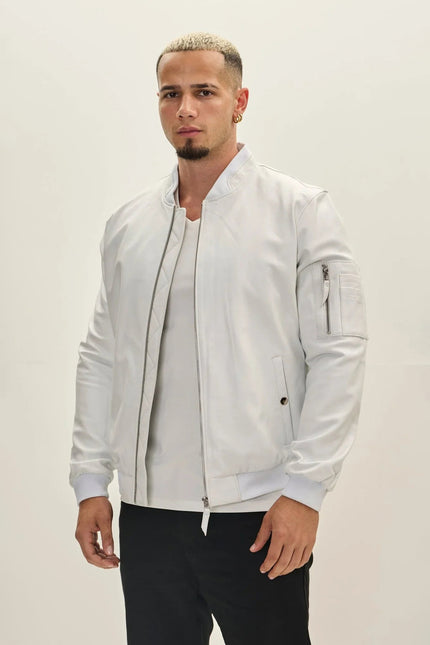 Nappa Lambskin Bomber Jacket - White