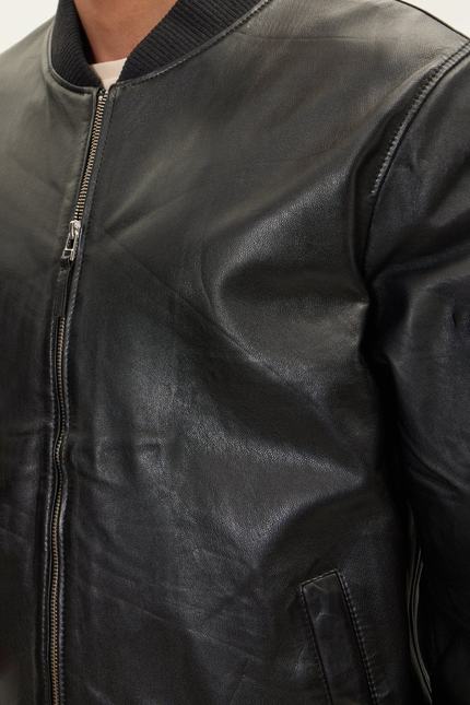 Men's Nappa Lambskin Bomber Jacket - Black | Ron Tomson