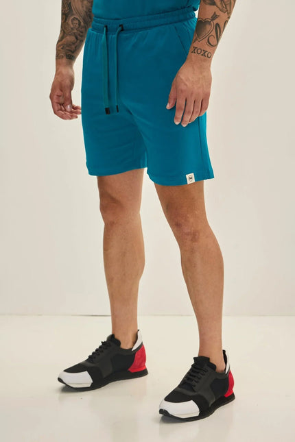 Men's Lightweight Cotton Shorts - Enamel Blue | Ron Tomson