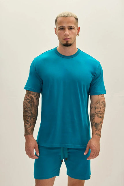 Men's Lightweight Cotton T-Shirt - Enamel Blue | Ron Tomson