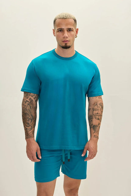 Men's Lightweight Cotton T-Shirt - Enamel Blue | Ron Tomson
