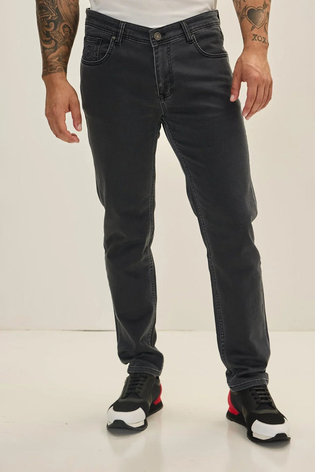 Men's Slim 5-Pocket Denim Pants - Anthracite | Ron Tomson