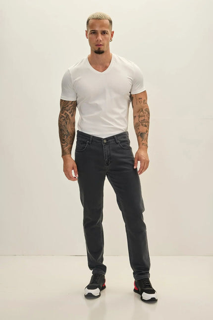 Men's Slim 5-Pocket Denim Pants - Anthracite | Ron Tomson