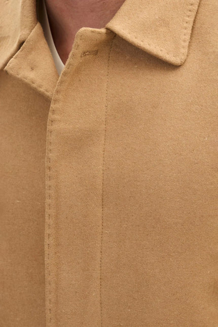 Men's Classic Double-Breasted Wool Peacoat - Camel | Ron Tomson