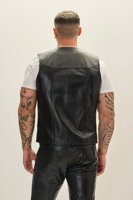 Men's Nappa Lambskin Vest - Black | Ron Tomson