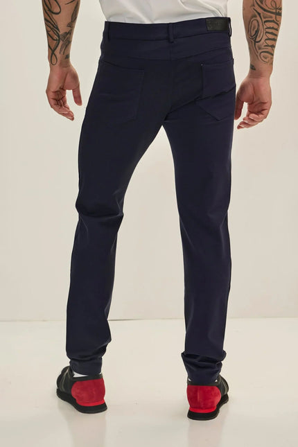 Men's Lightweight Fitted Casual Pants - Navy | Ron Tomson