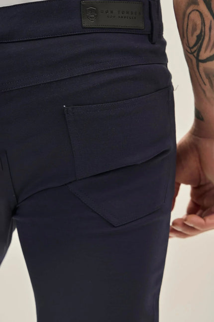 Men's Lightweight Fitted Casual Pants - Navy | Ron Tomson