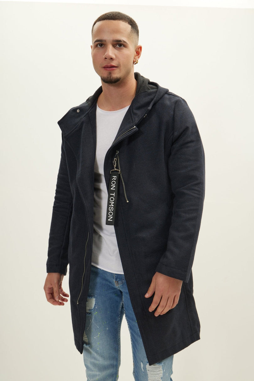 Men's Wool Full-Zip Parka - Navy | Ron Tomson