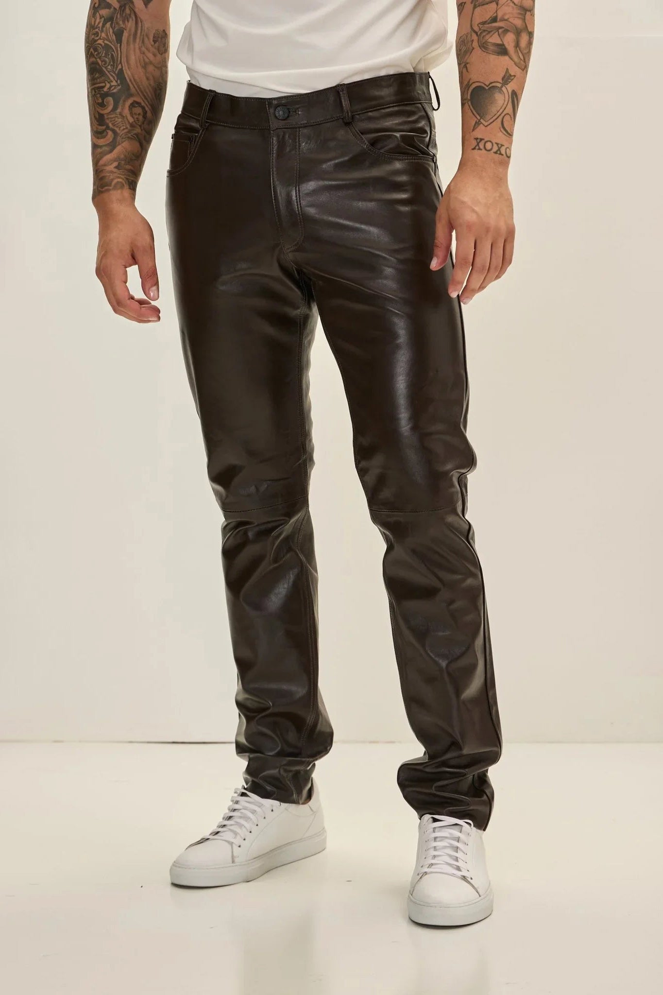 Lambskin Leather Pants - DARK Brown | Ron Tomson DARK Brown / Waist 44