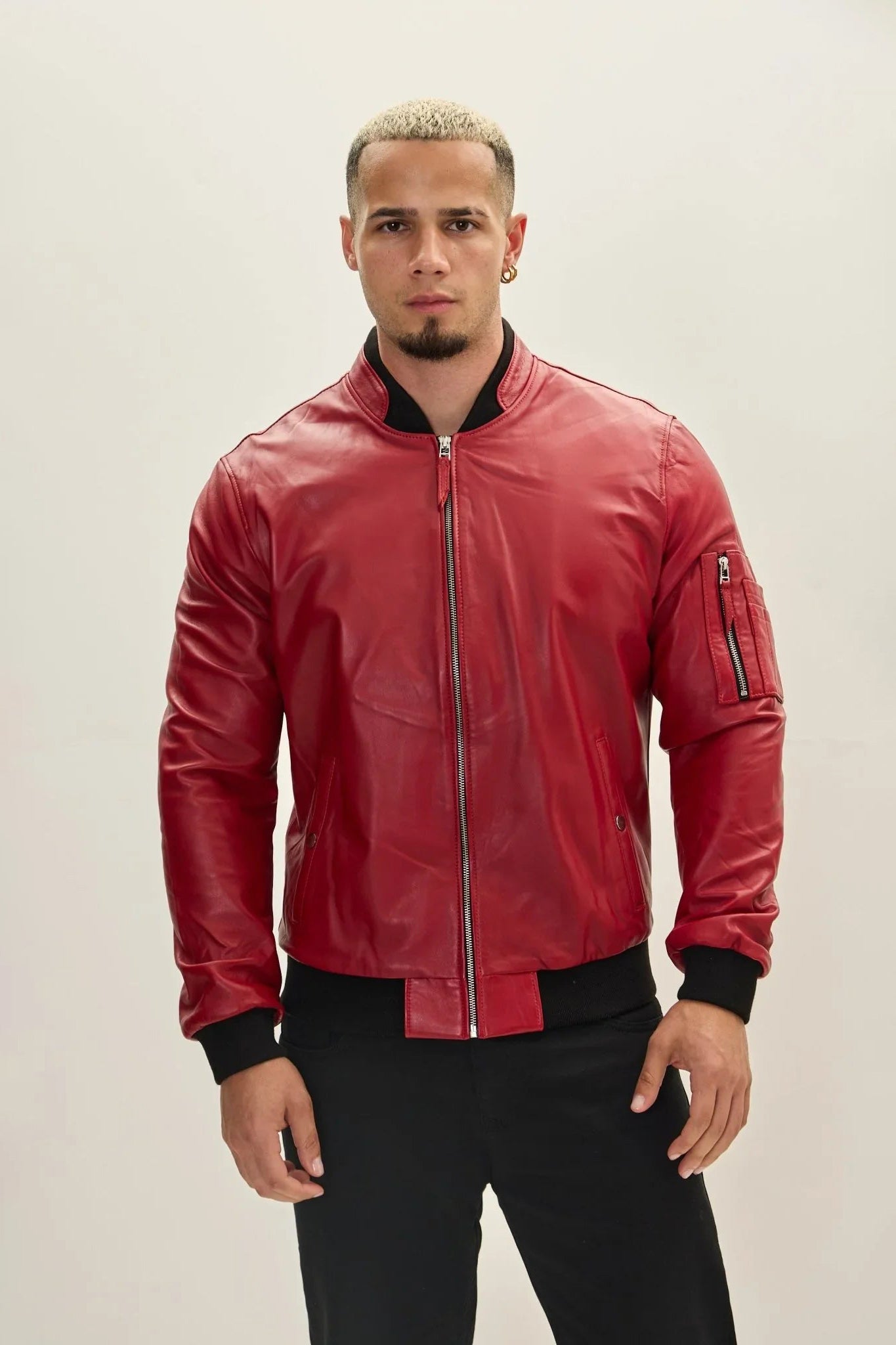 Mens Red Leather Jacket — Statement Lambskin | Ron Tomson