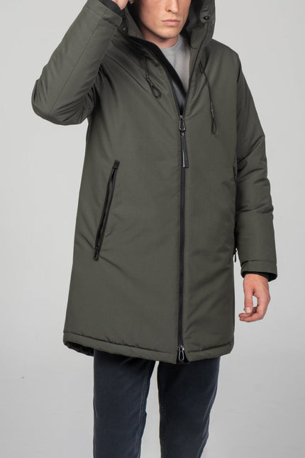 Men's Hooded Winter Parka - Khaki | Ron Tomson