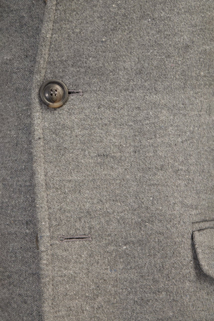 Men's Double-Breasted Wool Blend Overcoat - Grey | Ron Tomson