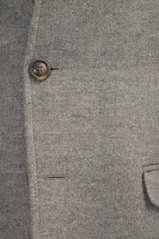 Men's Double-Breasted Wool Blend Overcoat - Grey | Ron Tomson