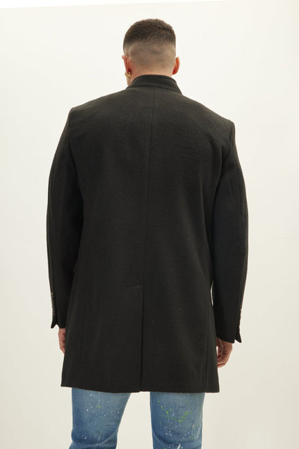 Men's Wool Blend Peacoat - Black | Ron Tomson