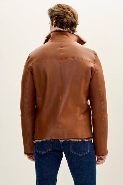 Reversible Toscana Shearling Bomber Jacket - Coffee