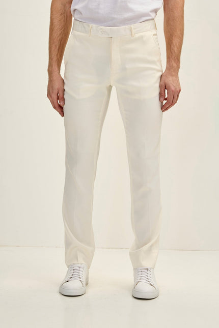 Men's Tailored Tuxedo Pants - Off-White | Ron Tomson