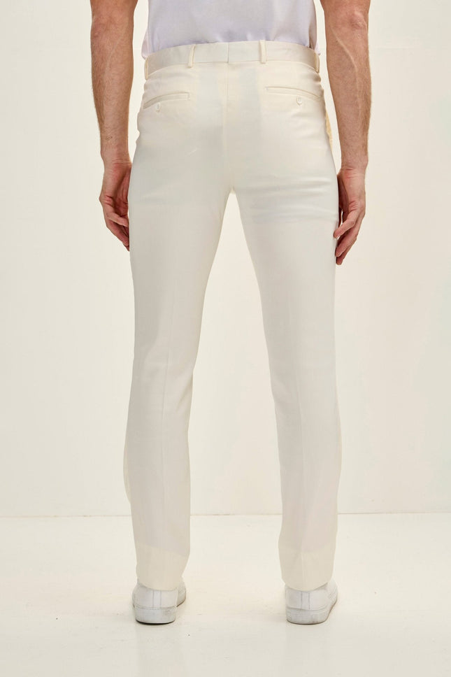 Men's Tailored Tuxedo Pants - Off-White | Ron Tomson