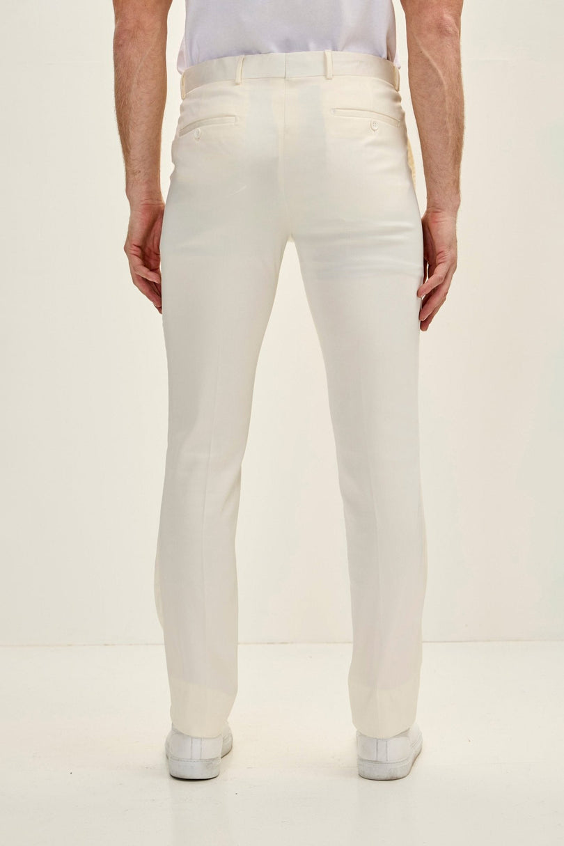 Men's Tailored Tuxedo Pants - Off-White | Ron Tomson