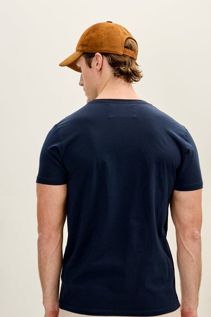 Men's Cotton V-Neck Tee - Navy | Ron Tomson
