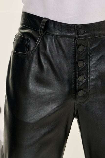 Men's Lambskin Leather Pants - Black | Ron Tomson