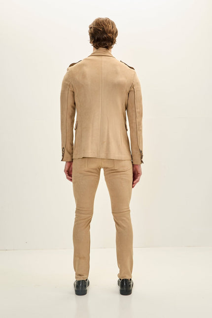 Men's Microsuede Lightweight Safari Jacket - Stone | Ron Tomson
