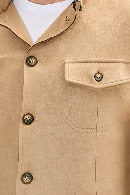 Men's Microsuede Lightweight Safari Jacket - Stone | Ron Tomson
