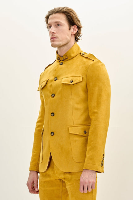 Men's Microsuede Lightweight Safari Jacket - Mustard | Ron Tomson