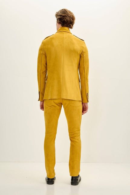 Men's Microsuede Lightweight Safari Jacket - Mustard | Ron Tomson