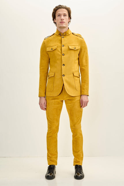 Men's Microsuede Lightweight Safari Jacket - Mustard | Ron Tomson