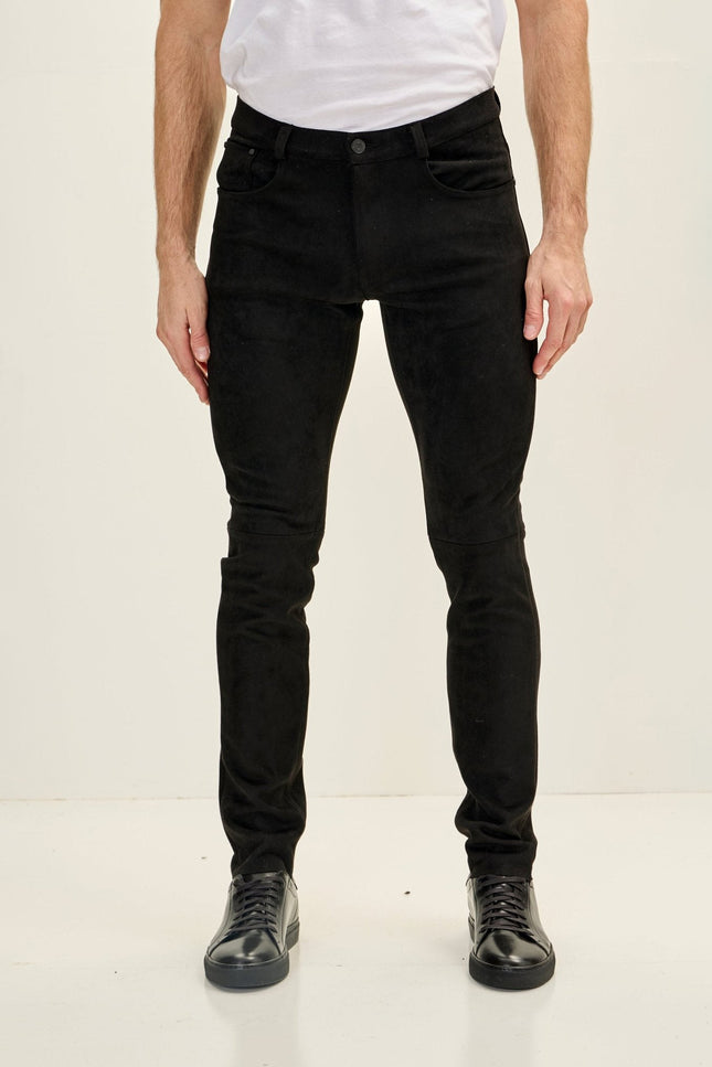 Microsuede Lightweight Tapered Pants - Black