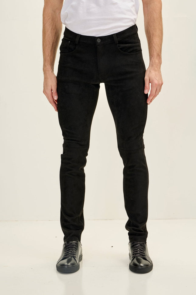 Men's Microsuede Lightweight Tapered Pants - Black | Ron Tomson