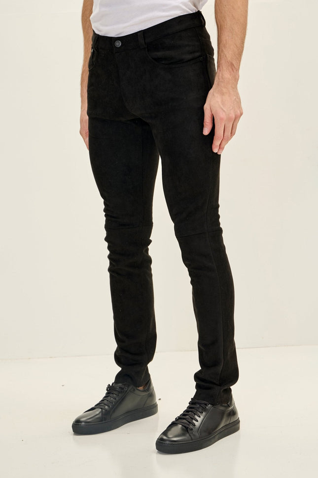 Microsuede Lightweight Tapered Pants - Black