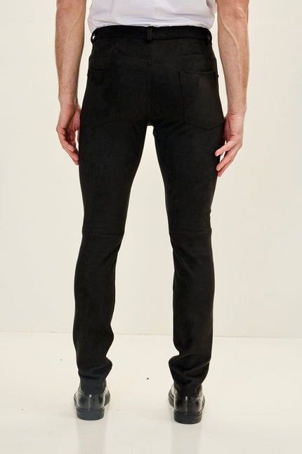 Men's Microsuede Lightweight Tapered Pants - Black | Ron Tomson