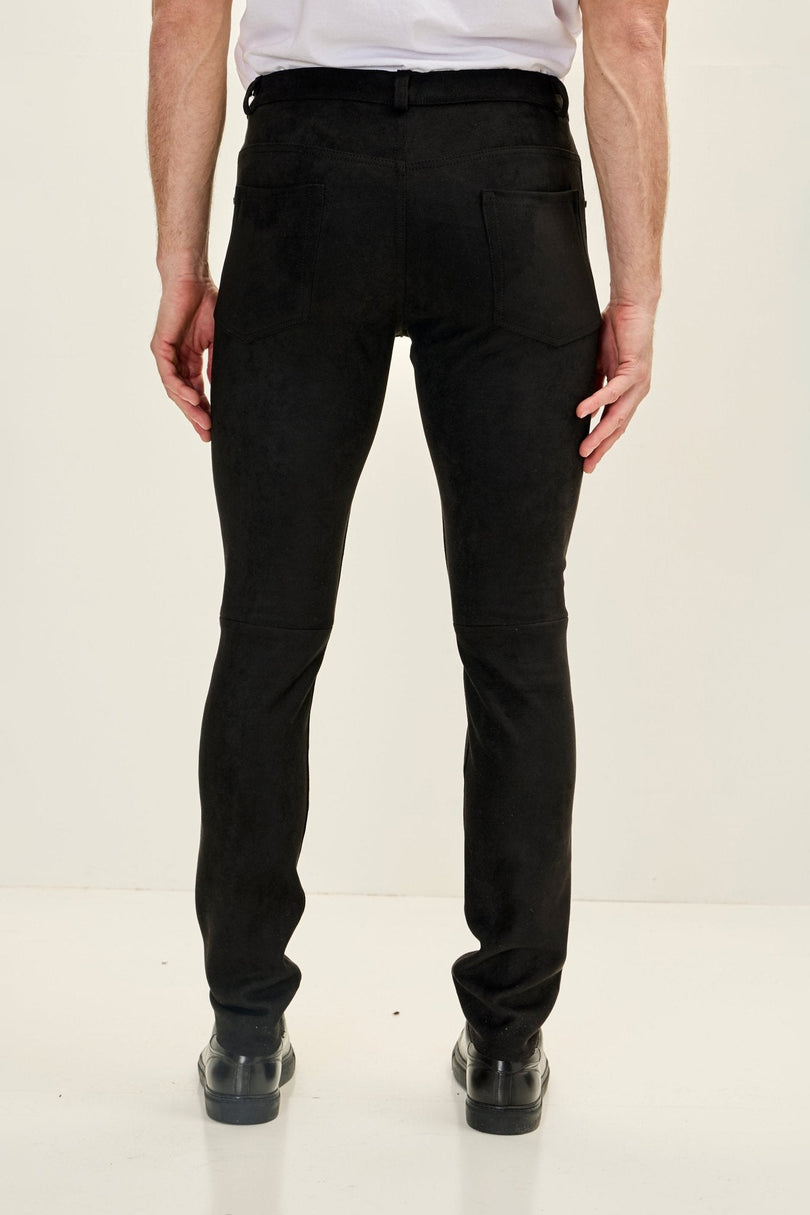 Men's Microsuede Lightweight Tapered Pants - Black | Ron Tomson