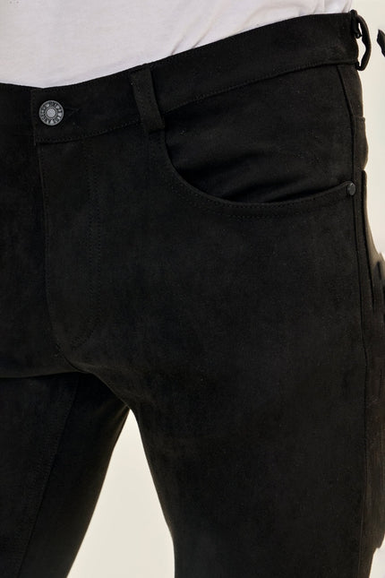 Men's Microsuede Lightweight Tapered Pants - Black | Ron Tomson