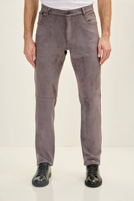 Men's Microsuede Tapered Pants - Grey | Ron Tomson
