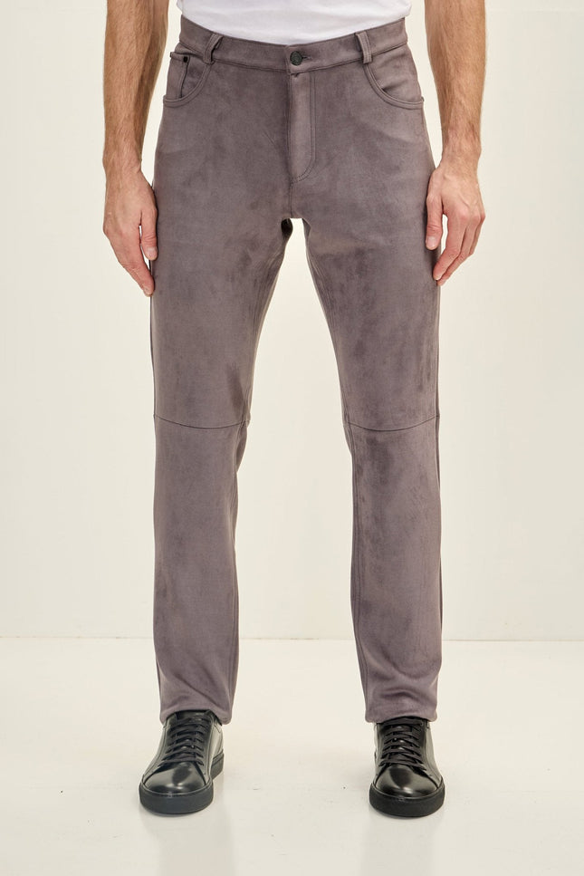 Microsuede Tapered Pants - Grey