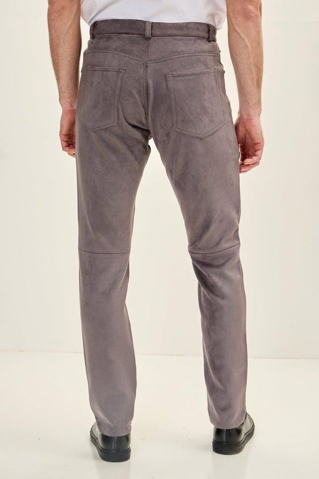 Microsuede Tapered Pants - Grey