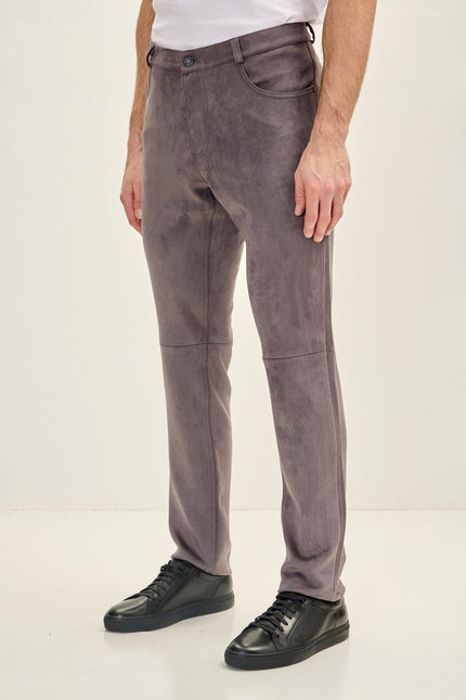 Men's Microsuede Tapered Pants - Grey | Ron Tomson