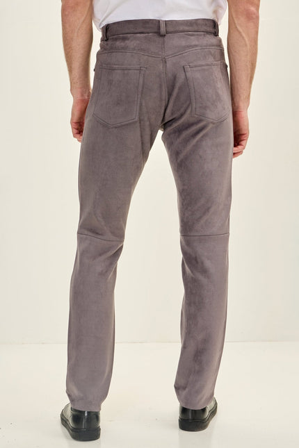 Men's Microsuede Tapered Pants - Grey | Ron Tomson