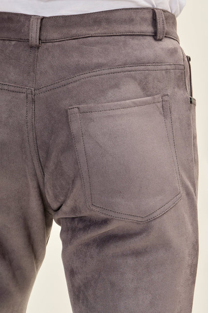 Men's Microsuede Tapered Pants - Grey | Ron Tomson